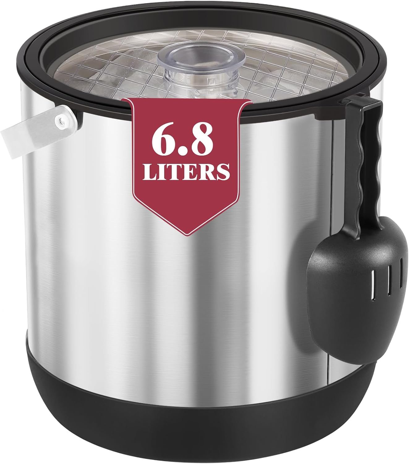 Stainless steel ice bucket 6.8 l with lid and scoop